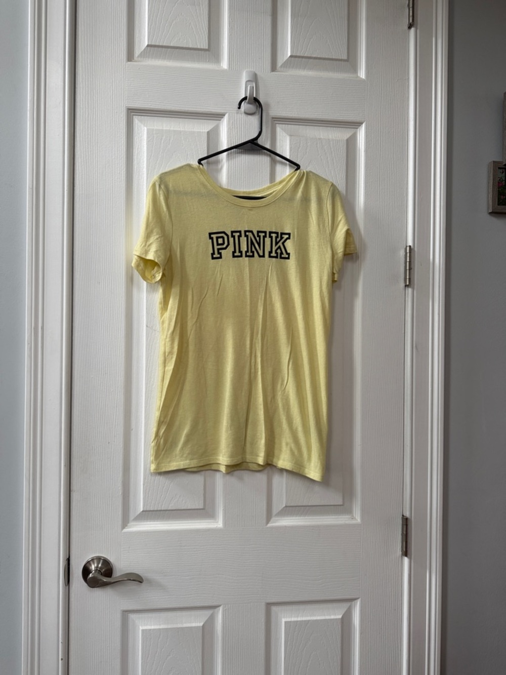 PINK Victoria's Secret Pale Yellow Logo Short Sleeve Tee